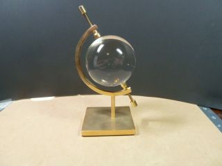 crystal glass ball globe in brass stand vintage 3