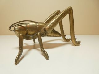 Vintage Solid Brass Grasshopper Or Cricket Paperweight Figurine