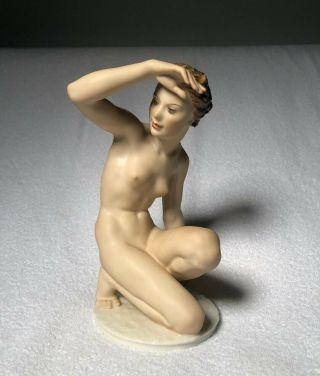 Htf Large Art Deco Hutschenreuther Nude Figurine Signed C.  Werner Stamp