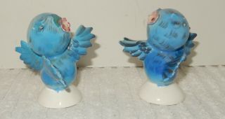 Vintage Anthropomorphic PY Lefton Blue Bird Rhinestone Salt Pepper Shakers 2