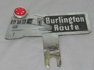 Vintage BURLINGTON ROUTE Train License Plate Attachment Reflector Topper Zephyr 3