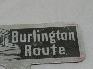 Vintage BURLINGTON ROUTE Train License Plate Attachment Reflector Topper Zephyr 5