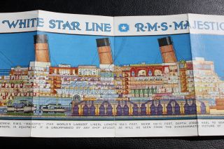 White Star Line Rms Majestic Fold Out Full Cross Section Deck Plan Brochure