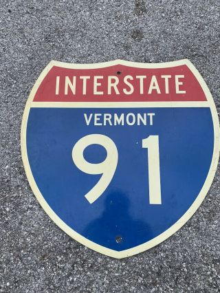 Vermont Interstate Highway 91 Route Shield Marker Road Sign 1970s 24x24
