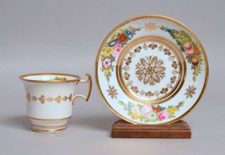 A Very Attractive Antique Regency Swansea Welsh Porcelain Tea Cup Saucer
