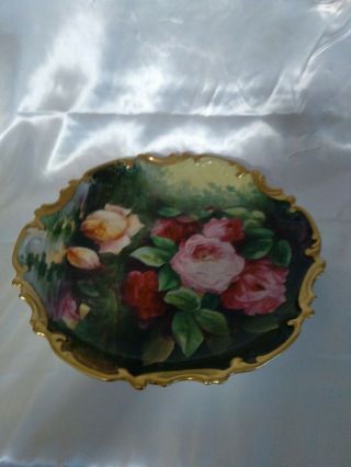 13 " Antique Coronet Limoges France Plate Charger Roses Signed