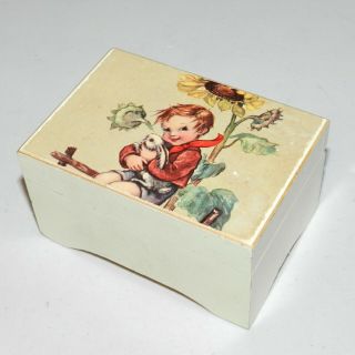 Vtg Thorens Switzerland Wood Music Box,  1 Little Boy Hummel Art