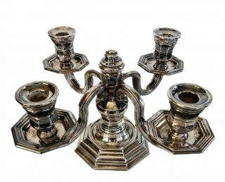 Fine French Christofle Gallia Silver Plate 4 Arm Candelabra Candle Holder