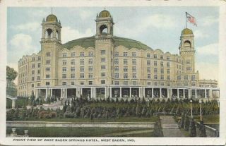 West Baden Springs Hotel Vintage Postcard Front View Postmarked 1923