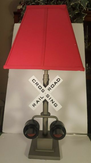 Pottery Barn Railroad Crossing Lamp With Flashing Signal Lights And Shade.