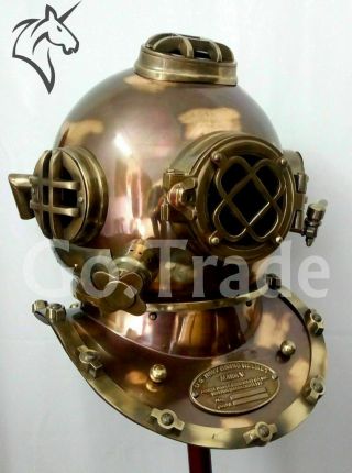 Antique Copper Diving Helmet Us Navy Mark V Deep Sea Marine Divers Scuba Morse