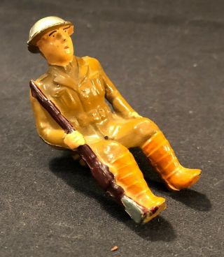 Vintage Manoil Die Cast Figurine Toy Soldier Sitting With Gun M83