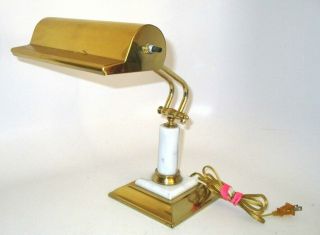 Bankers Vintage Brass Desk Lamp With Marble Base And Flexible Positioning