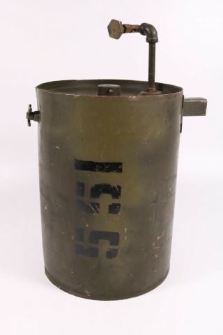 Vintage Us Army Military Auxiliary Round Gas Tank Heater Immersion Fuel Fired