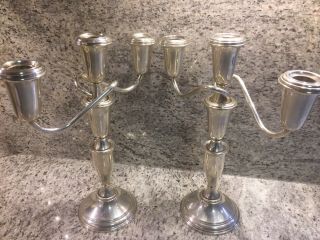 Crown Sterling Weighted Modular 3 Light Candelabras 11” Tall