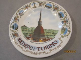 Vintage Ricordo Di Torino Italian Souvenir Plate By Cislago Porcellana,  Italy