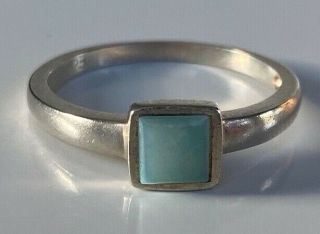 Vintage Sterling Silver Ring With Turquoise Coloured Stone