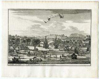 Antique Print - Arakan - Rakhine - Burma - Roadstead - Voc - Ships - Schouten - 1775
