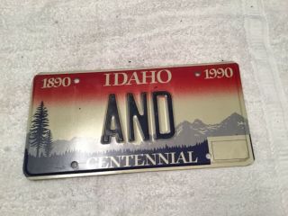 Idaho Centennial 1890 - 1990 Vanity License Plate Tag Says And