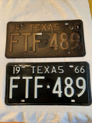 Texas License Plates 1966 Paint Ftf 489 Old Stock Paper Wrapped