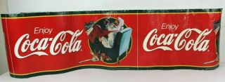 Vintage Coke Santa Claus Christmas Store Advertisement Banner Cardboard 1995