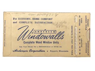 Vintage Anderson Windows Windowwalls Frames Paper Pocket Lumber Scale Ad