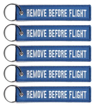 5 Remove Before Flight Luggage Keychain Key Ring Pilot Cabin Crew Tag White/blue