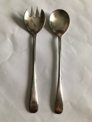 Vintage Zinc Silver Plated Fork And Spoon Serving Set Italy 9 " Length