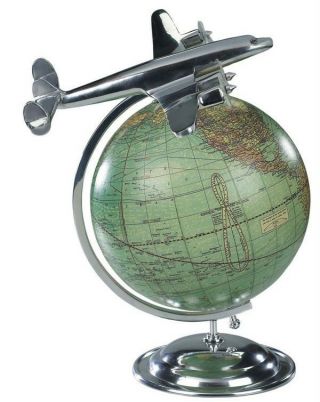 Art Deco World Globe Aluminum Constellation Aeroplane