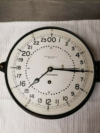 8 1/2 " 24 Hr Chelsea Clock Co.  Us Government Navy Ship Clock