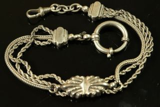 Old Antique 19 Century Imperial Russia 84 Silver Chatelaine Watch Chain C758