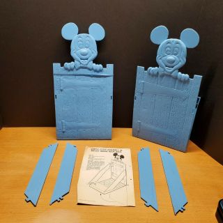 Euc - 2 Vintage Walt Disney Mickey Mouse Book Club Blue Racks Holders 1975