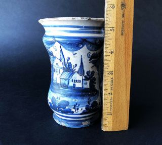 Delftware Italian Maiolica Medicinal Jar / Albarello,  Naples,  1740 - 1760