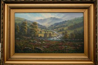 19 Th Century Antique Oil Painting A River Landscape In The Scottish Highlands