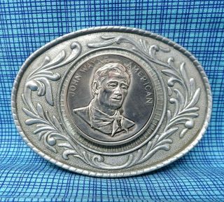 Vintage John Wayne Coin Belt Buckle - Silver Tone Coin. . .  Cpa084