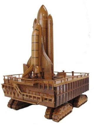 Nasa Space Shuttle Orbiter Rocket Sts With Launch Crawler Pad Wooden Wood Model