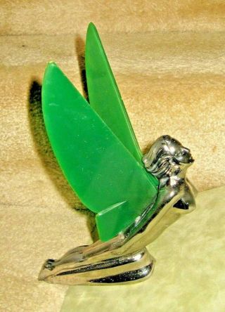 Green Butterfly - Winged Goddess - Automobile Hood Ornament - Mascot