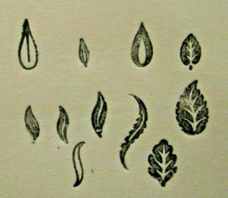 Bookbinding: eleven decorative ' leaf ' stamps,  mostly antique 2