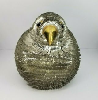 Early Sergio Bustamante Brutalist Metal Owl Bird Sculpture Mid Century Jere Era