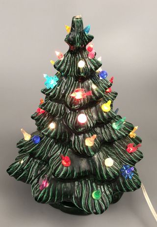 Repair - Vtg Ceramic Decorative Christmas Tree Lamp Colored Lights 12 " Aa