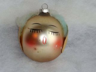 Vintage West Germany Glass Ornament " Face " 3.  25 " Across