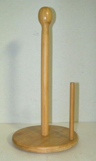 Vintage Paper Towel Holder All Wood Counter Top Dispenser 14 " Tall W/ Foot Pads