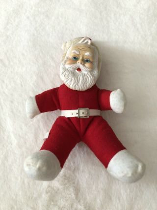 Vintage Rubber Face Stuffed Plush Santa Doll