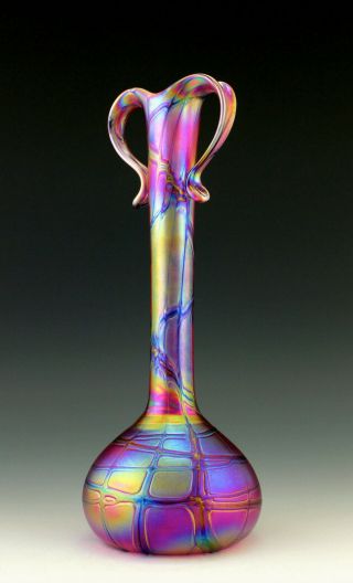 Glamorous Art Deco Jugendstil Glass Vase Tall 12