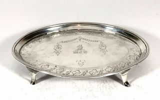 Elegant Georgian Solid Silver Teapot Stand Tray London 1783