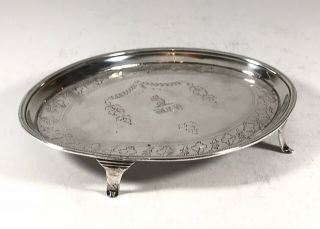 Elegant Georgian Solid Silver Teapot Stand Tray London 1783 3