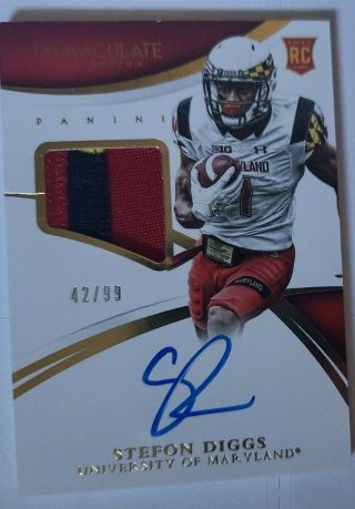 2015 Immaculate Collegiate Stefon Diggs 3 Color Patch 338 Rc 63/99 Rpa