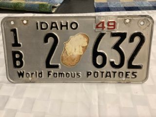 1948 Idaho License Plate W/1949 Tab All 1b 2632 (bannock Co)