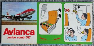 Avianca Jumbo Combi Boeing 747 Airline Safety Card