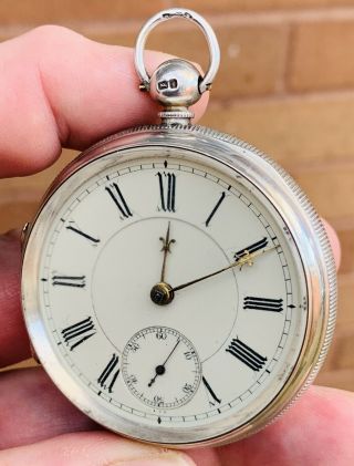 A Good Quality Antique Solid Silver Early English Fusee Pocket Watch 1877.